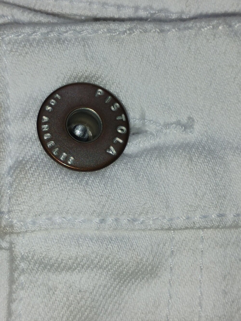 New PISTOLA Rare Dept Store Sample White Distressed Straight Leg Jeans Size 4 - Picture 2 of 12
